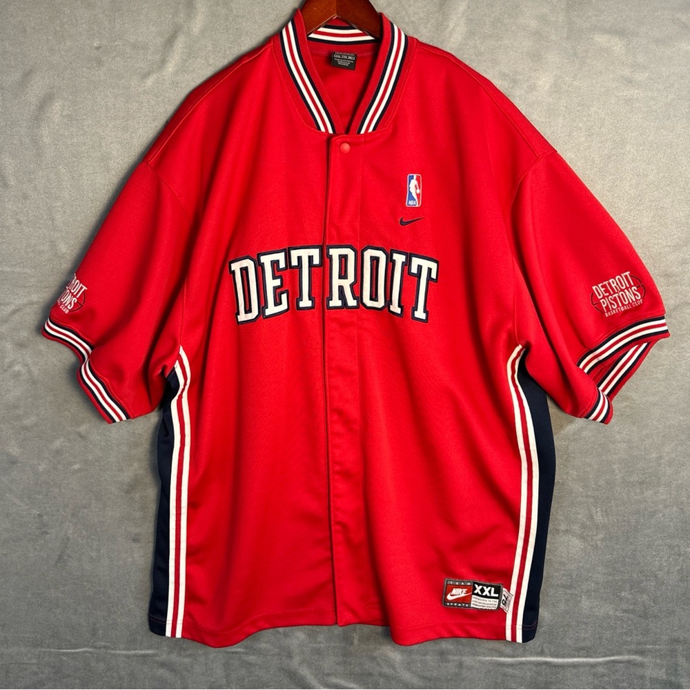 Vintage Nike Detroit Pistons NBA Warm Up Jacket Rewind Throwback Men’s Sz 2XL